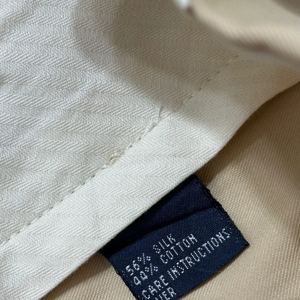 Vintage Polo Ralph Lauren Dress Pants Mens 38x30 Tan Silk Pleated Cuff Trousers
